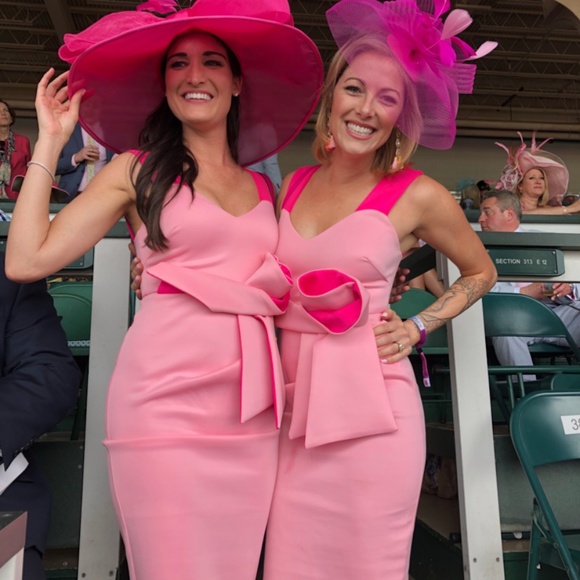 ASOS Design Two Tone Pink Origami Midi Bodycon Dress - Picture 3 of 4